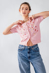 Floral Embroidered French Terry Cardigan