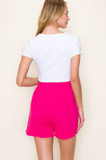 Elastic Waist Shorts w/ Tassle Detail