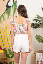 Botanical Flutter Sleeve Woven Top
