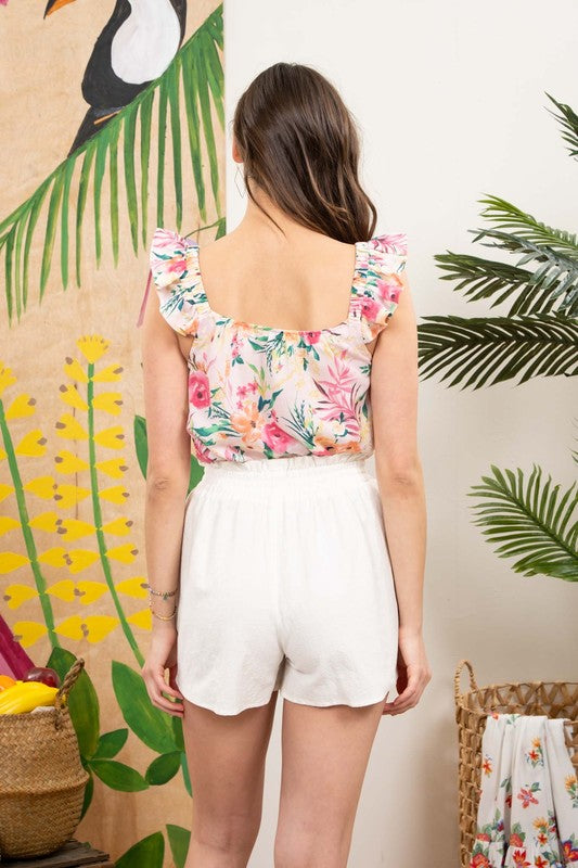 Botanical Flutter Sleeve Woven Top