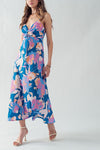 Teal Blossom Keyhole Dress