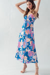 Teal Blossom Keyhole Dress