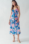Teal Blossom Keyhole Dress