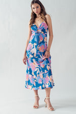 Teal Blossom Keyhole Dress