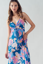 Teal Blossom Keyhole Dress