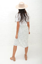 Pleated Midi Skirt || Mineral Green Dot