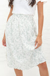 Pleated Midi Skirt || Mineral Green Dot