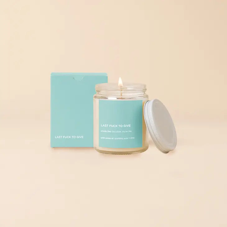 "Last Fuck To Give" 8oz Soy Candle || Smells Like: OH LOOK, It's On Fire || Sparkling Yuzu & Lime