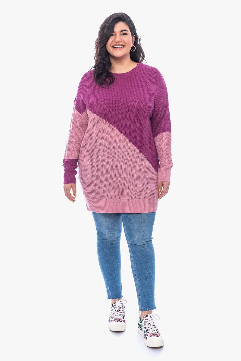 "Paulina" Tunic Sweater (Plus Size) || Mauve