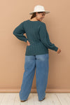 Cuff Detail Cable Knit Sweater (Plus Size)