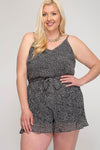 Pleated Shorts Cami Romper (Plus Size)
