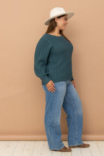 Cuff Detail Cable Knit Sweater (Plus Size)
