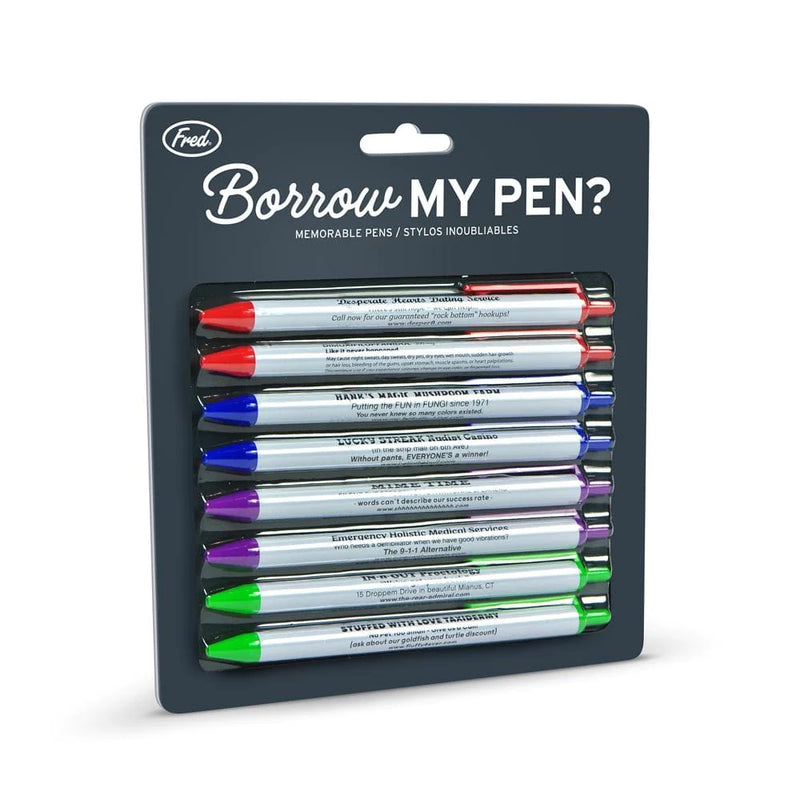 "Borrow My Pen?" Set of 8 Memorable Pens