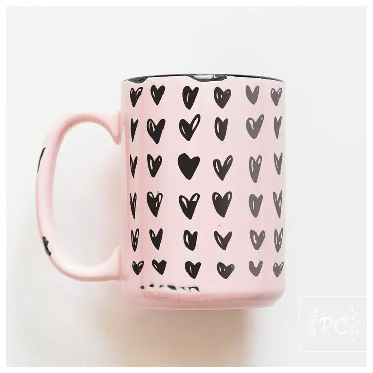 "Hearts" 15oz Pink Mug