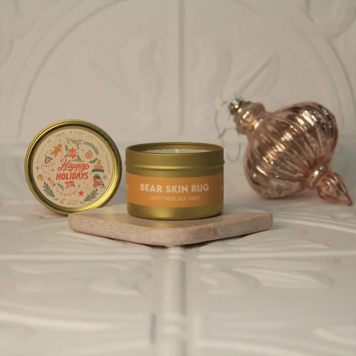"Bear Skin Rug" Soy Candle || 4oz Travel Tin