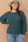 Cuff Detail Cable Knit Sweater (Plus Size)