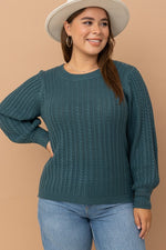 Cuff Detail Cable Knit Sweater (Plus Size)