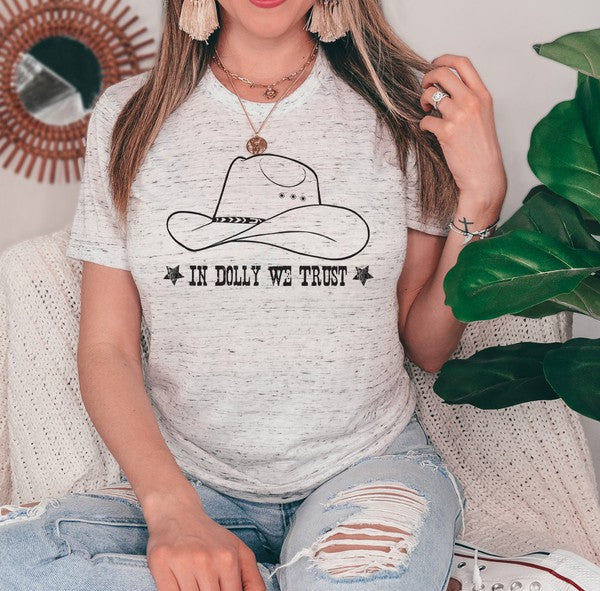 "In Dolly We Trust" Unisex Graphic T-Shirt (White Marble)