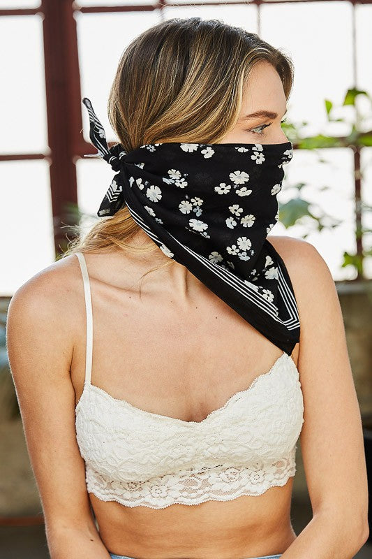 Dainty Floral Bandana / Face Covering
