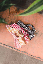 Gingham Bow Tie Scrunchie