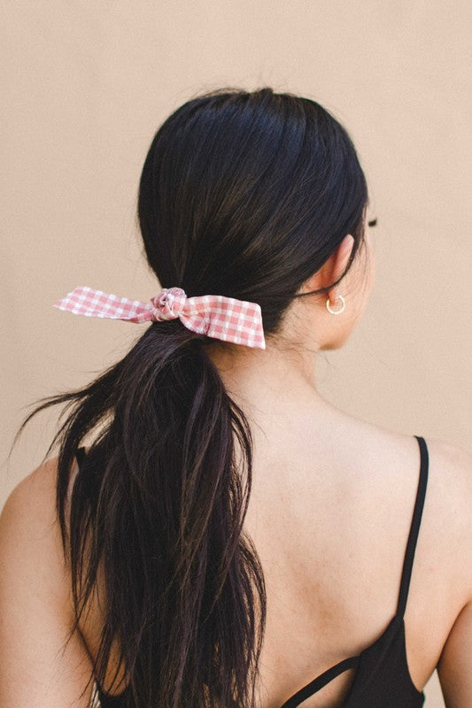 Gingham Bow Tie Scrunchie