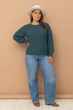 Cuff Detail Cable Knit Sweater (Plus Size)