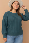 Cuff Detail Cable Knit Sweater (Plus Size)