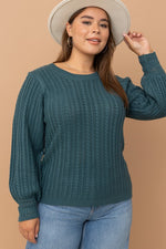 Cuff Detail Cable Knit Sweater (Plus Size)