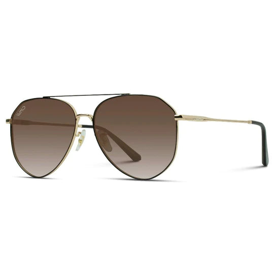 Ramsey Polarized Aviator Sunglasses || Gold Frame / Brown Lens