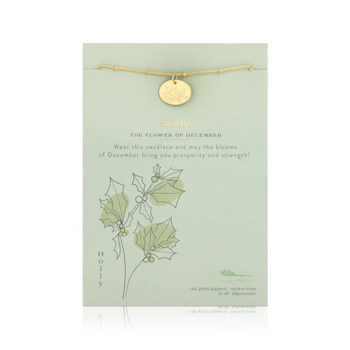 Birth Month Flower Necklace || December (Holly)