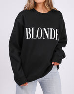 Brunette The Label || "BLONDE SERIF" || Big Sister Crew Neck Sweatshirt (Black)