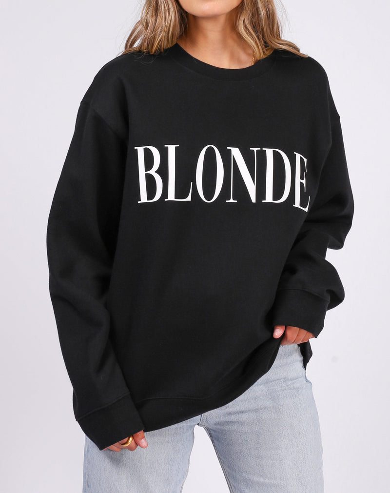 Brunette The Label || "BLONDE SERIF" || Big Sister Crew Neck Sweatshirt (Black)