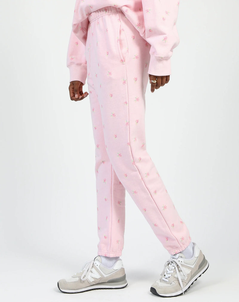 Brunette the Label x Birds Papaya || "Rose Garden" Best Friend Jogger || Papaya Pink