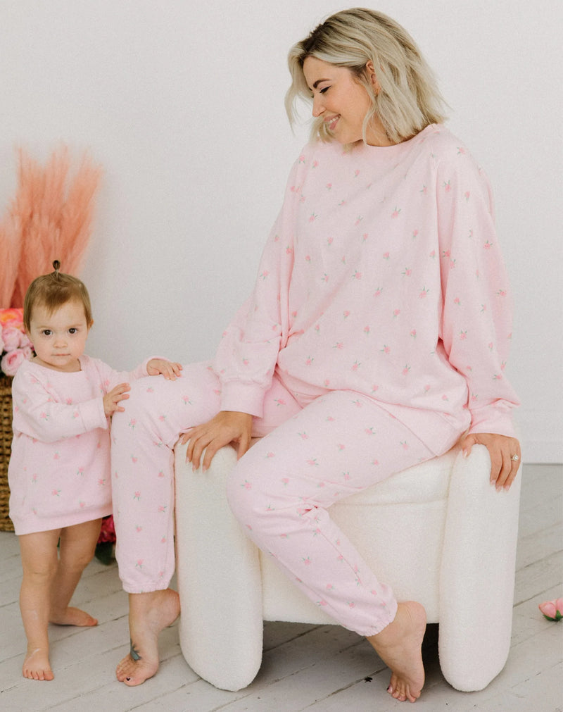 Brunette the Label x Birds Papaya || "Rose Garden" Best Friend Jogger || Papaya Pink