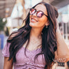 "Clove" Round Classic Retro Frame Sunglasses (Tortoise Frame/Pink Mirror Lens)