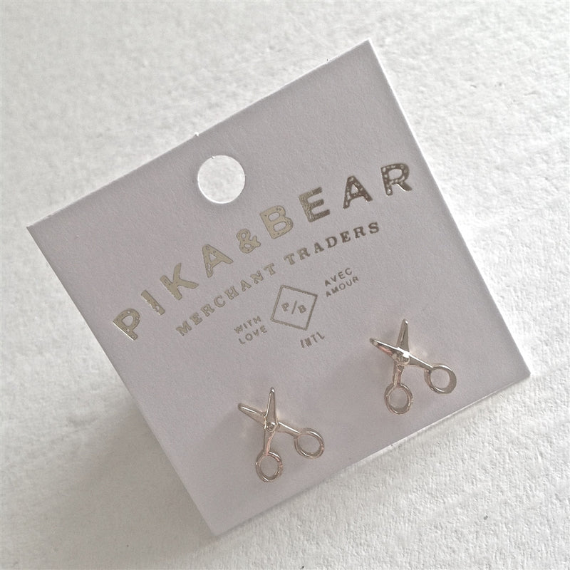 "Snips" Scissor Stud Earrings (Silver)