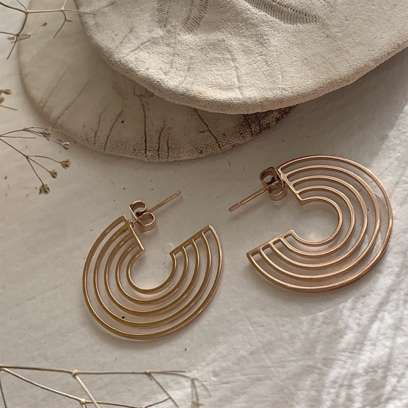 "Lo-Fi" Stainless Steel Hoop Earrings (Rose Gold)
