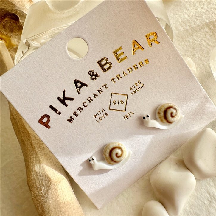 "Helmi" Porcelain Snail Stud Earrings