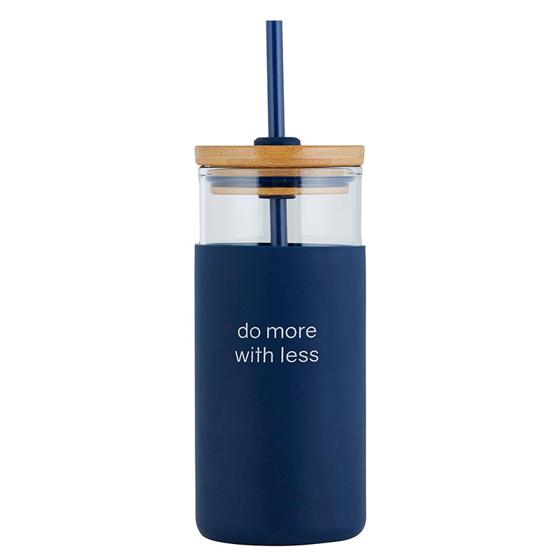 "Do More With Less" 18oz Glass Tumbler