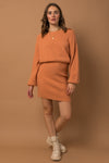 Long Sleeve Blouson Sweater Dress (Apricot)