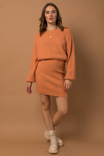 Long Sleeve Blouson Sweater Dress (Apricot)