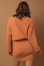 Long Sleeve Blouson Sweater Dress (Apricot)
