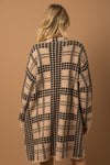 Houndstooth Pattern Front Pocket Long Cardigan