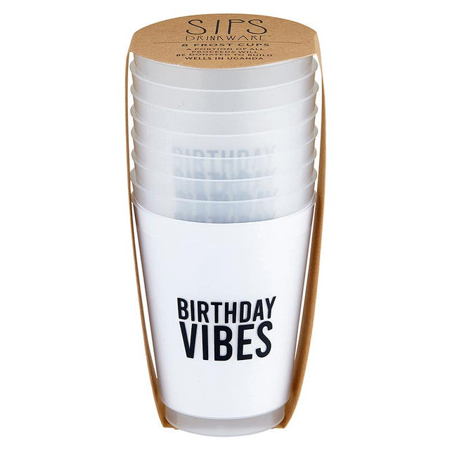 "Birthday Vibes" Plastic Party Cups (Set of 8)