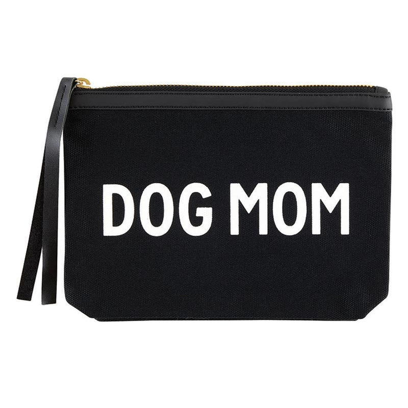 "Dog Mom" Black Canvas Pouch