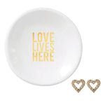 "Love Lives Here" Ceramic Dish & Earring Set