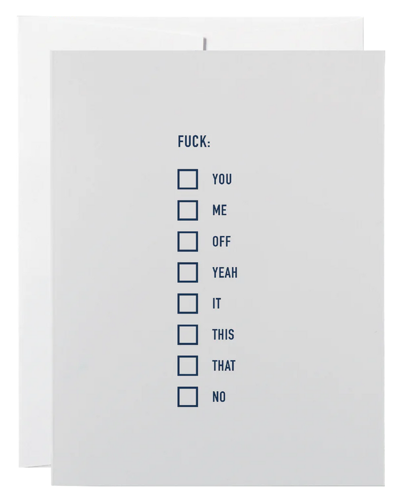 "Fuck List" Friendship Card