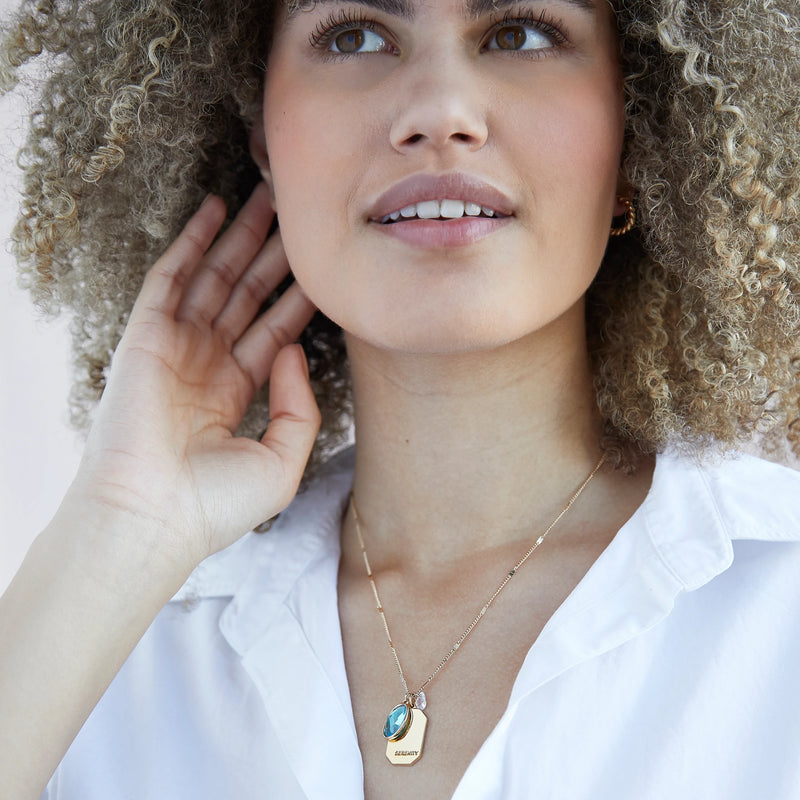 March Birthstone Necklace (Aquamarine) || Serenity