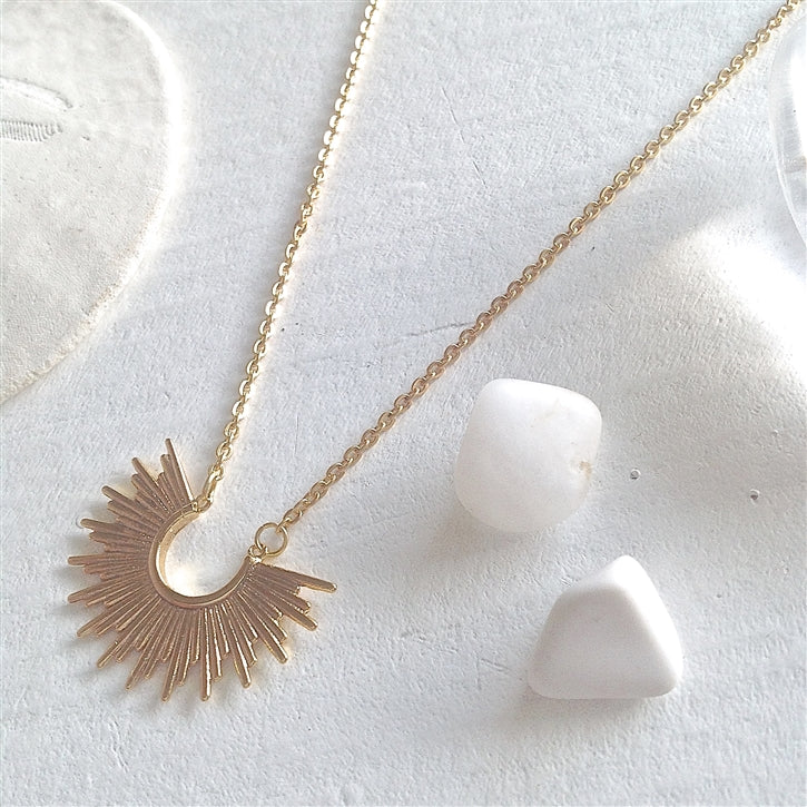 "Cascade" Sunburst Charm Necklace (Gold)