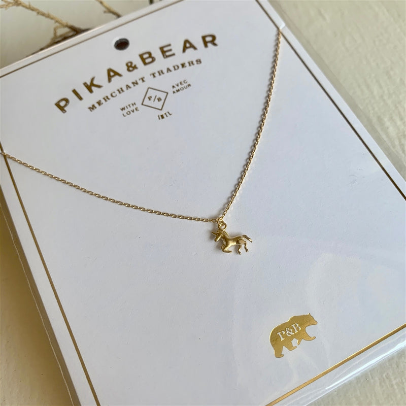 "Astra" Tiny Unicorn Pendant Necklace (Gold)